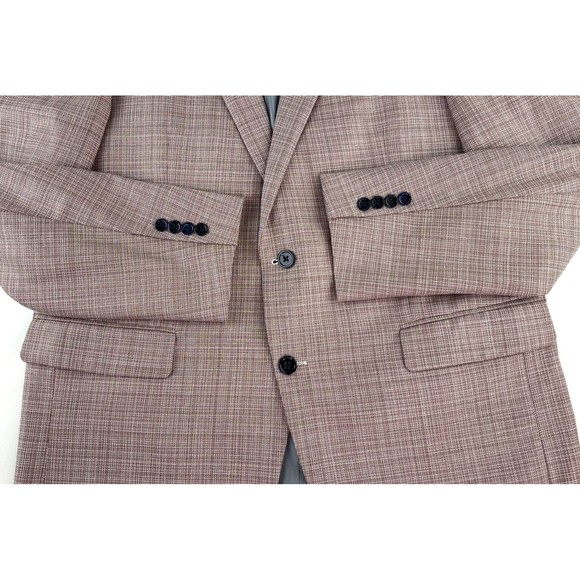 S. Cohen Custom Lanificio di Pray Wool Sport Coat Blazer Plaid Red Mens 44T - Picture 7 of 14